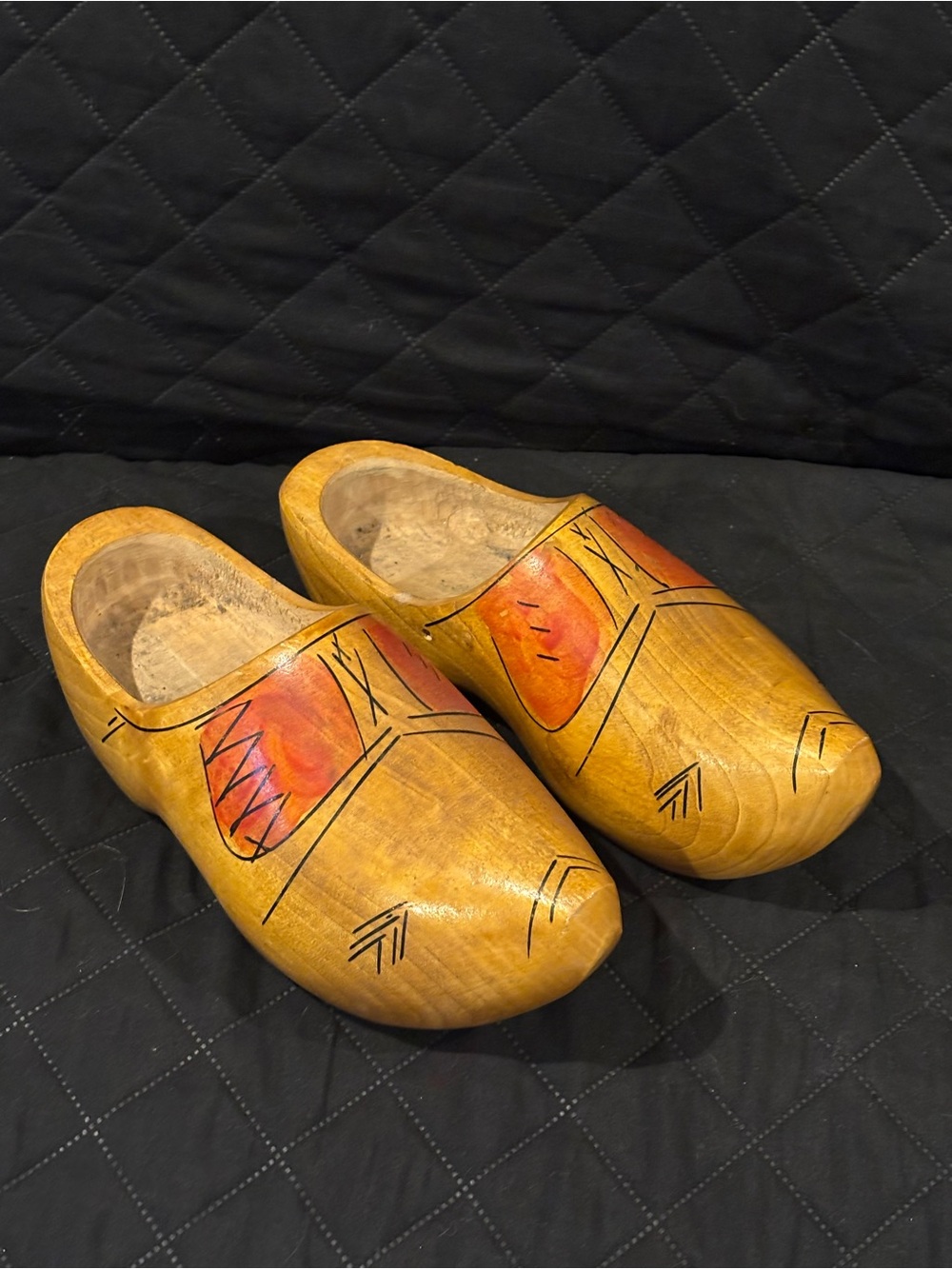 Hand-Painted Dutch Wooden Clogs in Yellow with Red Accent - Men